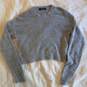 Olivaceous Grey Cropped Crewneck Knit Sweater Size M